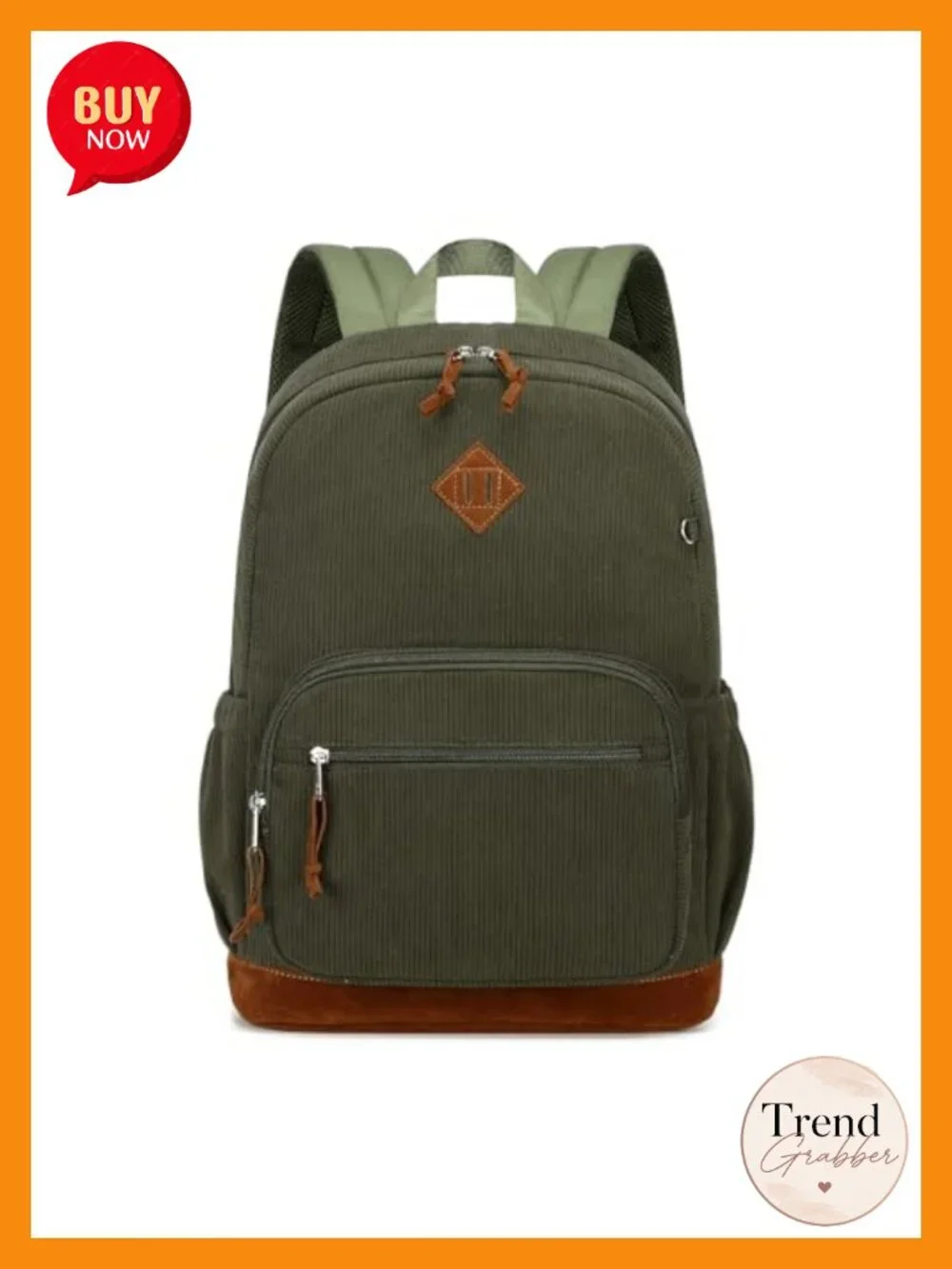 Corduroy School Backpack for Teens, Lightweight Laptop Bag with Padded Sleeve,